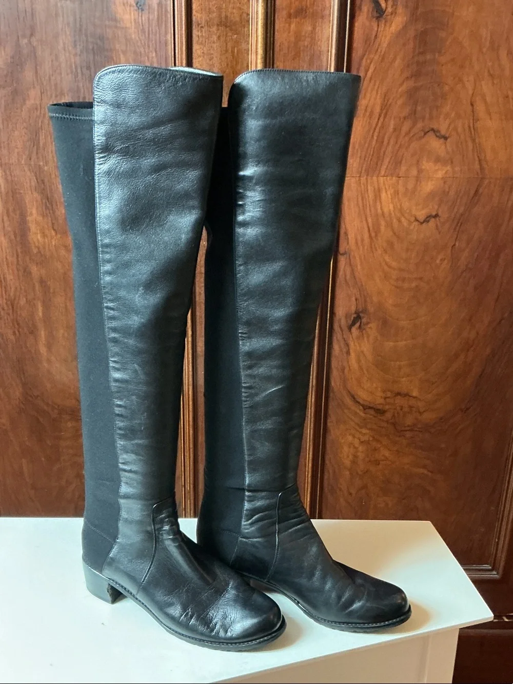 Stuart Weitzman Black Over-the-Knee Leather Boots